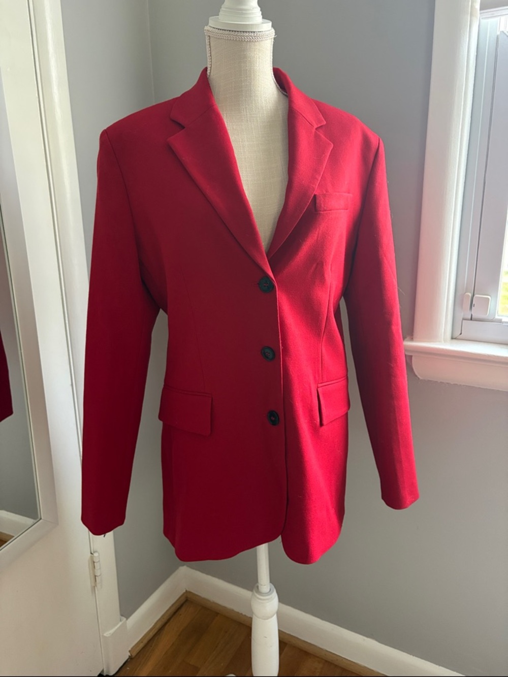 Zara, Classic Red Single-Breasted Blazer, Large